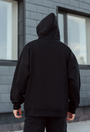 Толстовка чоловіча Staff black basic oversize fleece чорна однотонна модна  оверсайз на флісі тепла бавовняна базова купити