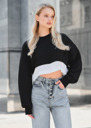 Олімпійка жіноча Staff le black oversize чорна оверсайз на