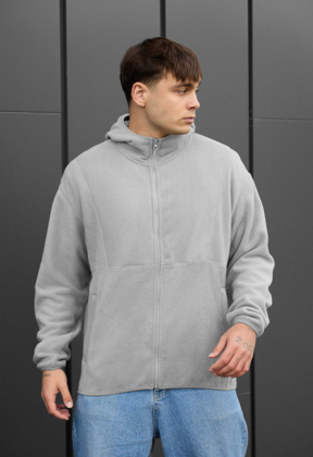 Толстовка чоловіча Staff light gray zip fleece oversize світло