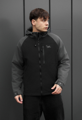 Чоловіча куртка soft shell Staff nexa black & dark gray чорна