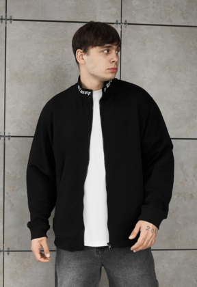 Олімпійка чоловіча Staff oli black zip oversize чорна з логотипом