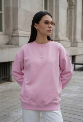 Світшот жіночий Staff x Husll pink logo oversize рожевий оверсайз