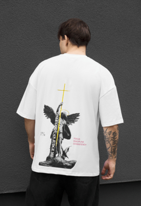 Футболка чоловіча Staff only God oversize біла оверсайз з принтом