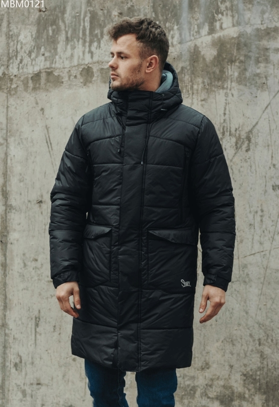 Куртка зимова довга чоловіча Staff long black чорна купити