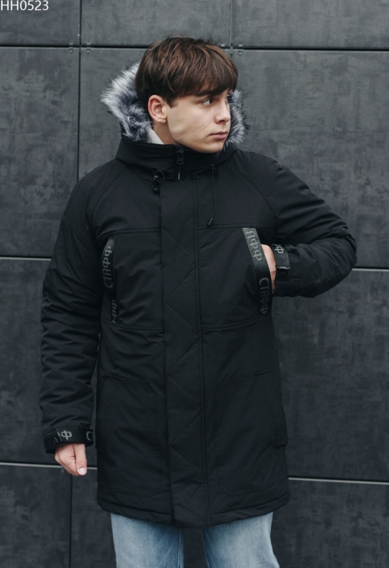 Парка чоловіча зимова Staff eco black чорна купити