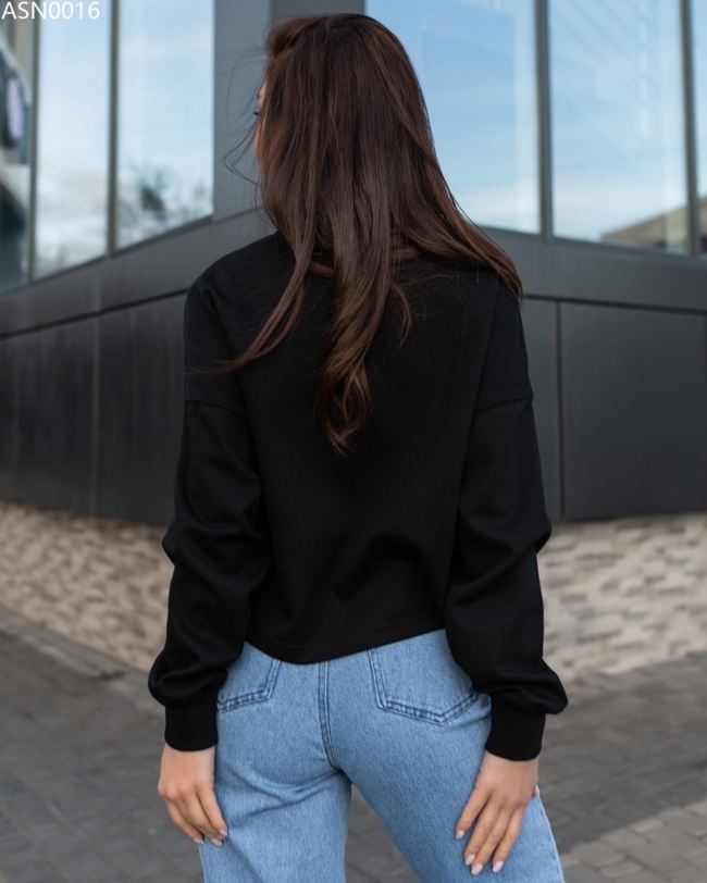 Кроп-топ жіночий Staff mi black oversize чорний оверсайз з