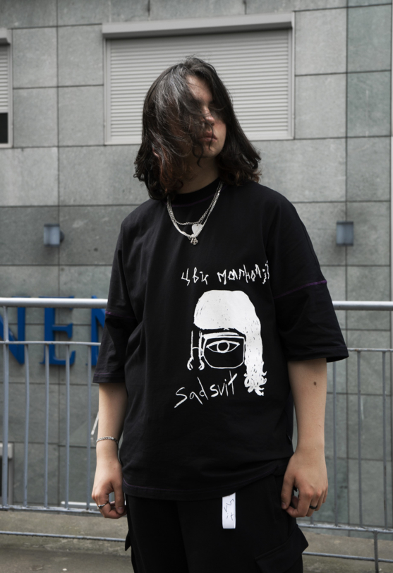 Футболка чоловіча Staff x SadSvit Цвіт Магнолії black oversize