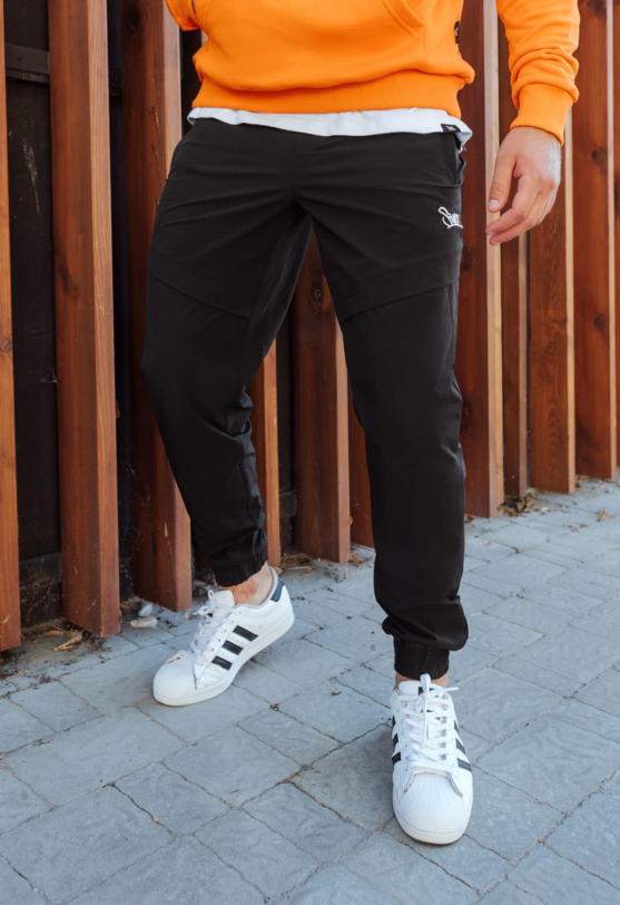 Джогери чоловічі Staff spandex di black чорні водонепроникні