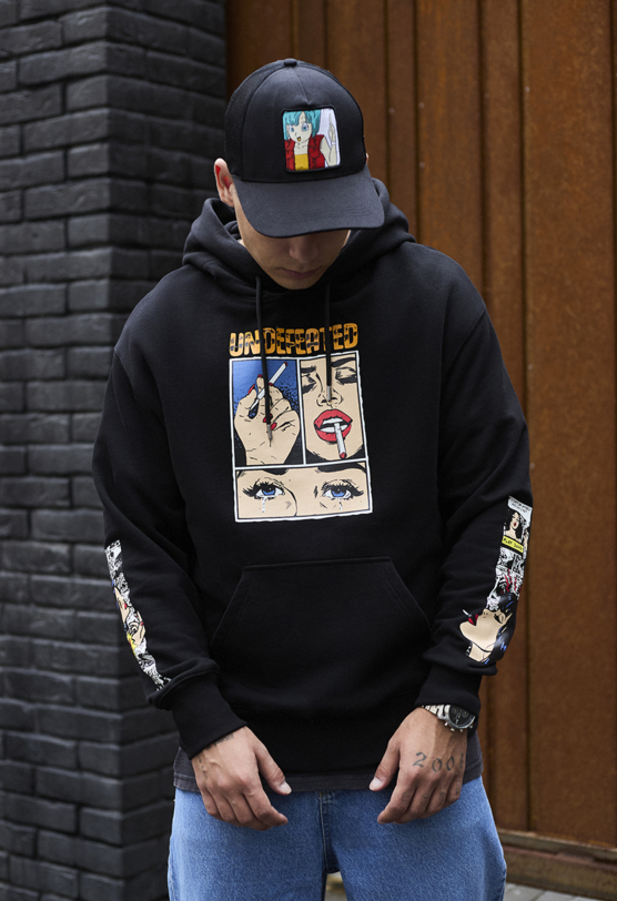 Чоловіче худі Staff undefeated oversize чорне з надписом оверсайз