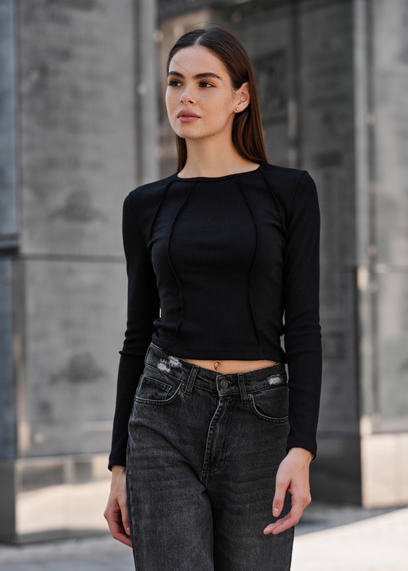 トップス JIMWAG Shadow long Tshirt BLACK Boxy t-shirt w | Футболка | Чорний | Жінка | Vagabond
