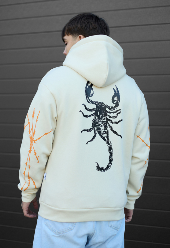 Худі чоловіче Staff scorpion oversize fleece молочного кольору для