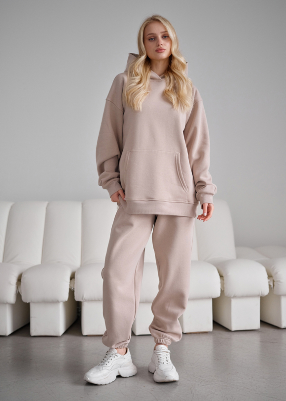 SABBATICAL MARIPOSA M TC　 Light Beige Спортивний костюм жіночий Staff mox beige fleece oversize бежевий