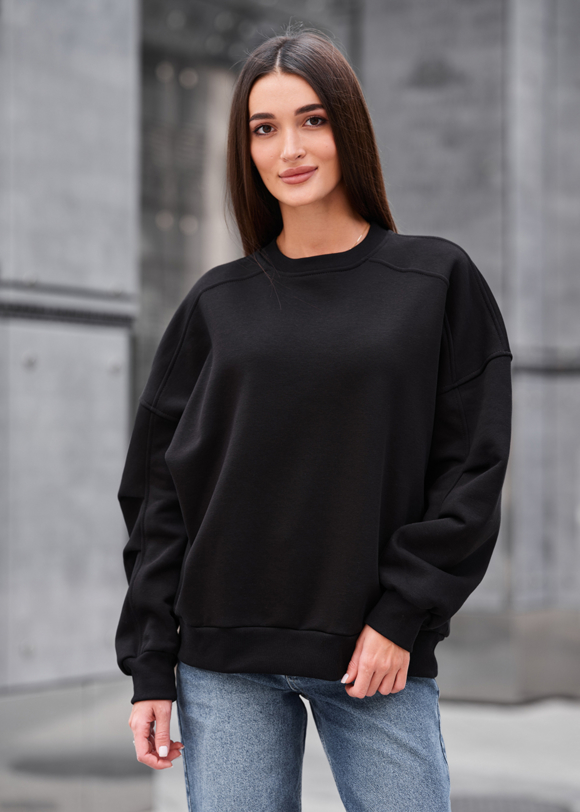 Світшот жіночий Staff black oversize fleece чорний однотонний