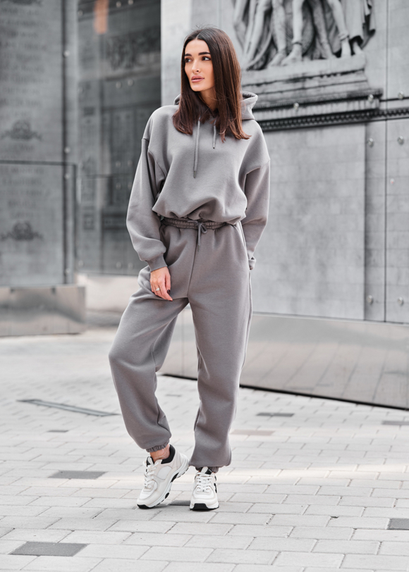 Спортивний костюм жіночий Staff lic gray oversize fleece сірий