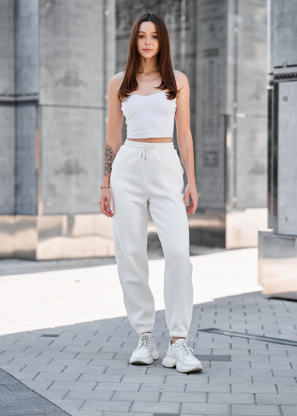 Джогери жіночі Staff yo white fleece білі для дівчини утеплені
