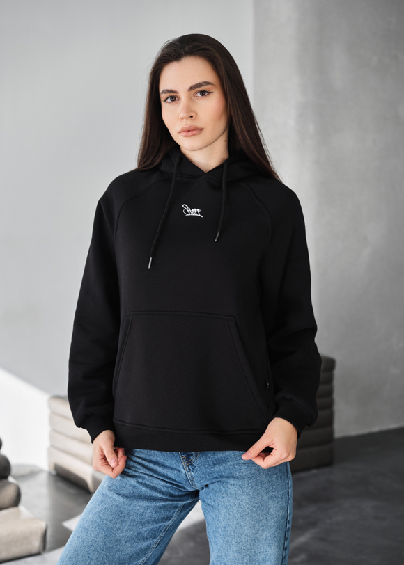 Толстовка жіноча Staff amu black oversize fleece чорна на флісі з