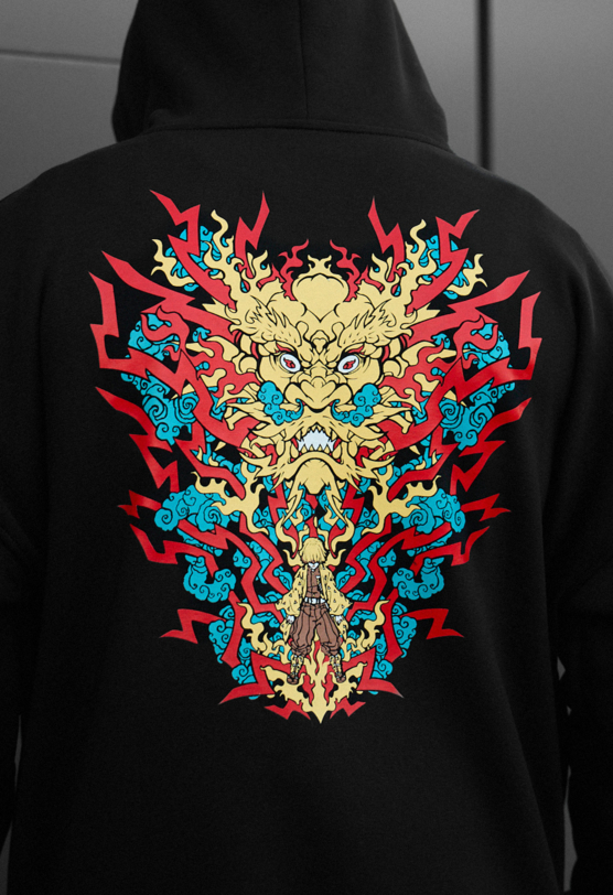 Толстовка чоловіча Staff orient oversize fleece чорна з принтом