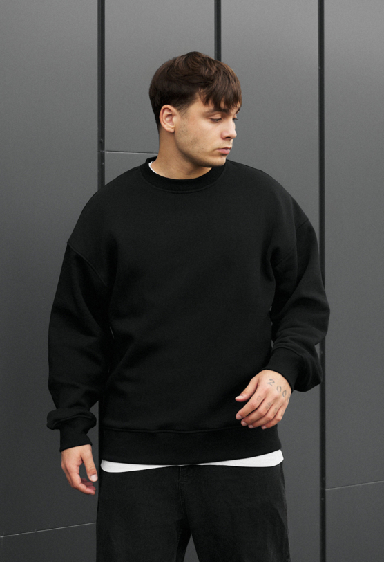 Світшот чоловічий Staff black oversize fleece чорний оверсайз