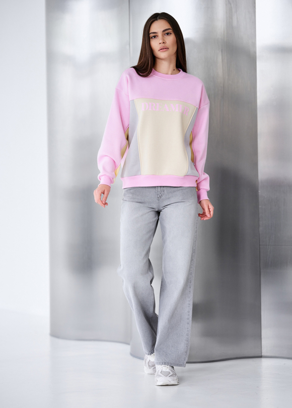 Світшот жіночий Staff dre pink oversize fleece рожевого/лимонного