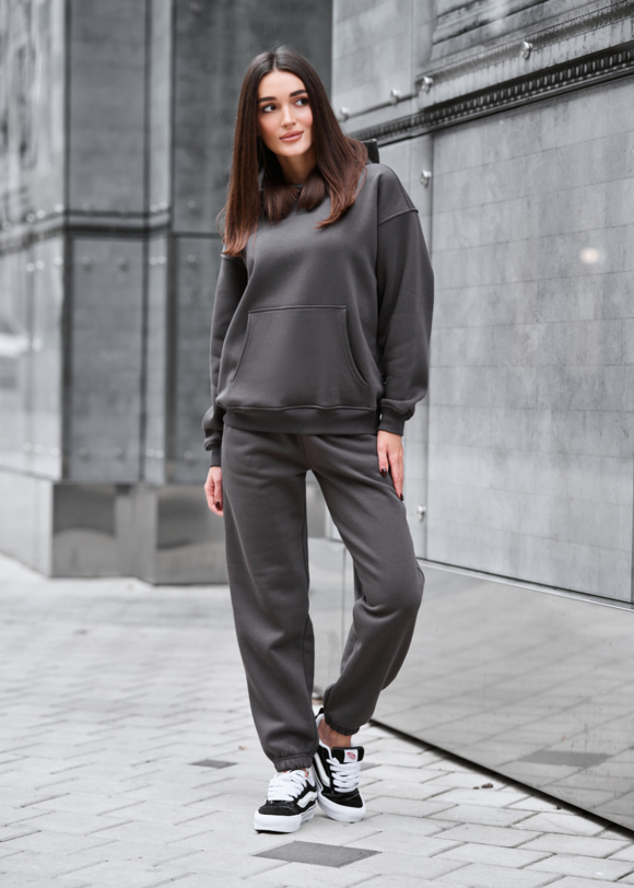 Спортивний костюм жіночий Staff nex dark gray oversize fleece