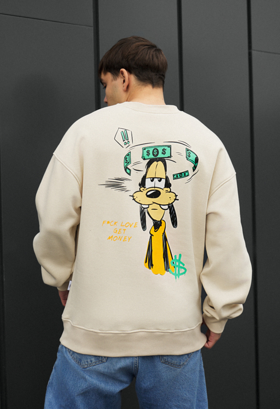 Світшот чоловічий Staff get money oversize fleece молочного