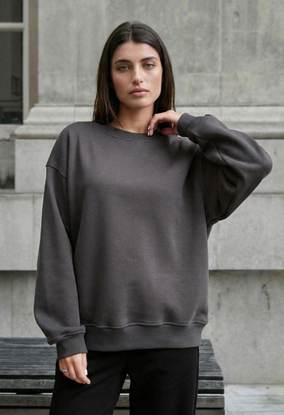 Світшот жіночий Staff dark gray oversize fleece темно-сірий
