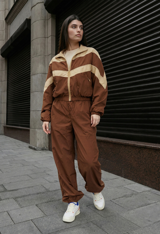 Костюм спортивний жіночий Staff sim brown & beige oversize