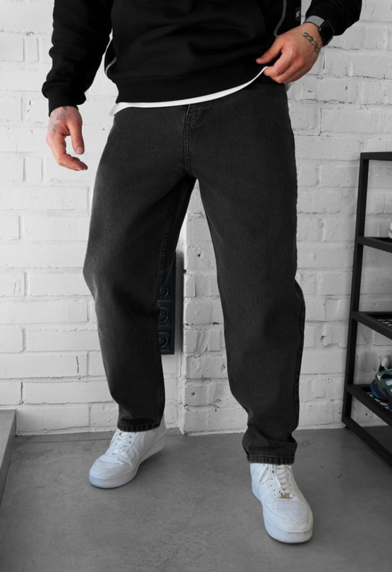 Джинси чоловічі Staff 923 dark gray regular mom темно-сірі модні ціна