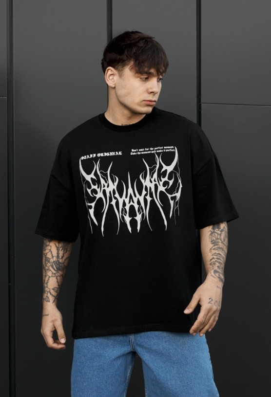 Футболка чоловіча Staff perfect moment reflective oversize чорна з