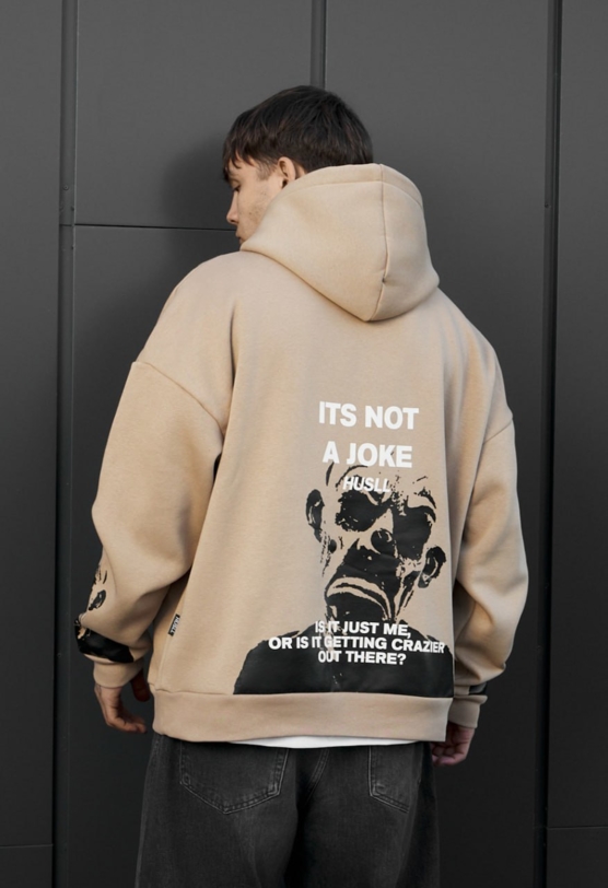 Худі чоловіче Staff x Husll not a joke oversize fleece світло