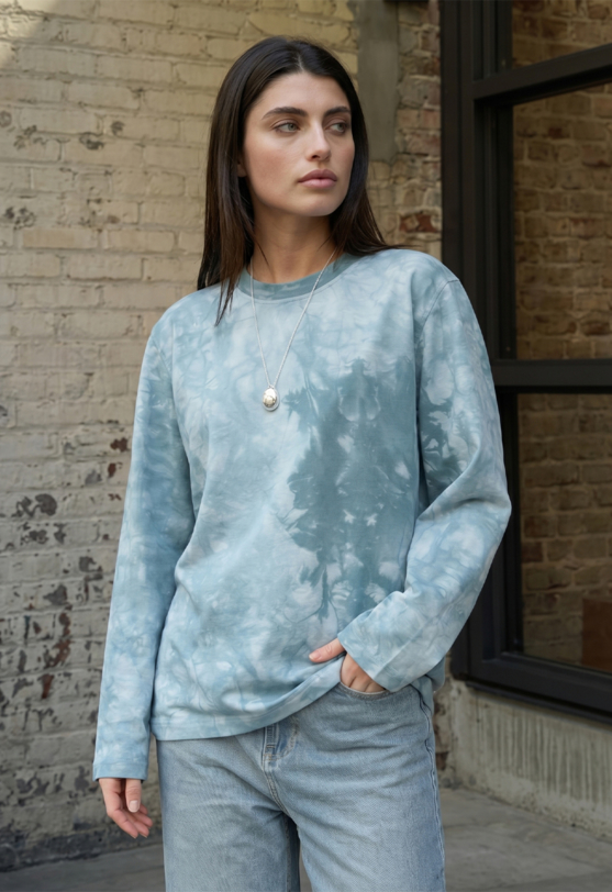 【未使用XL】CLUBHAUS×MALBONコラボ　スウェット　ブルーグレイ Лонгслів жіночий Staff hit blue & gray синьо-сірий молодіжний тай