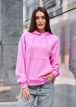 Жіноче худі Staff amo pink logo oversize рожеве молодіжне з