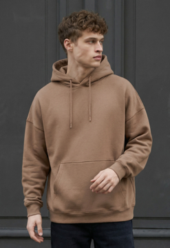 Худі чоловіче Staff brown oversize коричневе оверсайз бавовняне