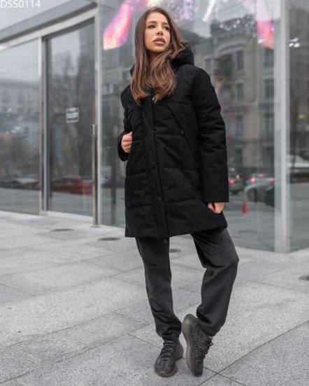 Жіноча зимова куртка Staff black long velur