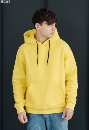 Худі чоловіче Staff lime basic oversize fleece лимонне на флісі