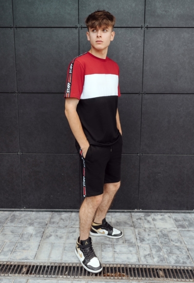 Комплект футболка + шорти Staff fst black & red