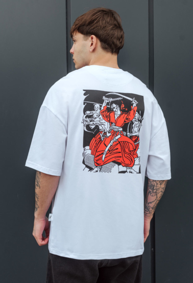 ぷく様 Футболка чоловіча Staff козак oversize біла з надписом з принтом