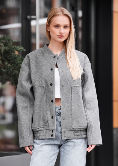 ジャケット・アウター ASKYY SIGNATURE BOMBER JKT / GREYSH BEG Бомбер жіночий Staff lexo gray oversize сірий для жінки
