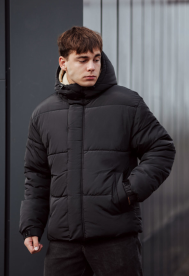Чоловіча зимова куртка Staff sin black oversize чорна оверсайз