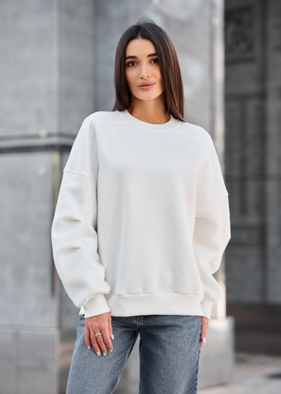 Світшот жіночий Staff white oversize fleece білий на флісі