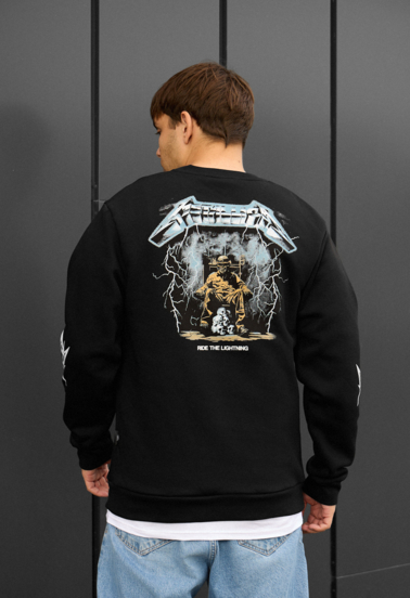 Світшот чоловічий Staff ride fleece чорний з принтом на флісі