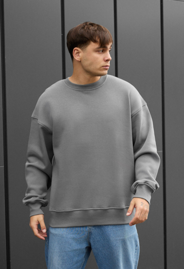 Світшот чоловічий Staff gray oversize fleece сірий на флісі