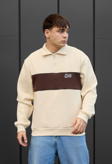 Світшот чоловічий Staff milk & brown oversize fleece молочного