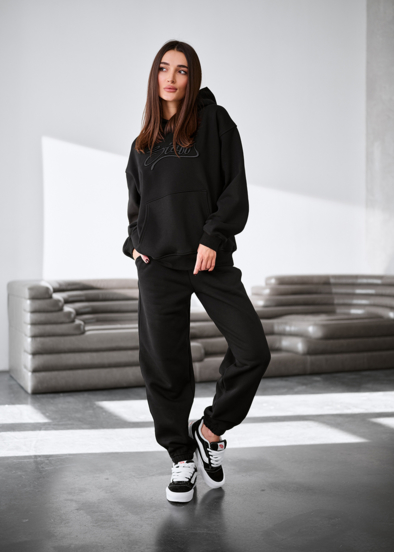 Жіночий спортивний костюм Staff nex black oversize fleece чорний
