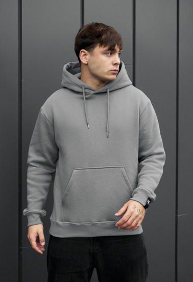 Толстовка чоловіча Staff gray basic fleece сіра базова тепла для