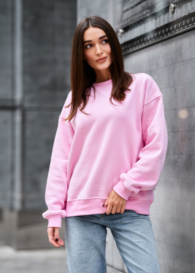 Світшот жіночий Staff pink oversize fleece рожевий бавовняний на