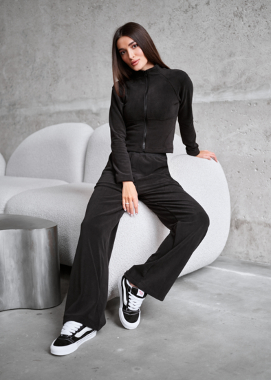 Спортивний костюм жіночий Staff eno black fleece чорний реглан