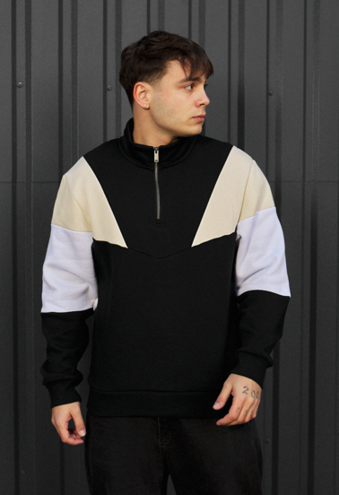 Олімпійка чоловіча Staff YK mix 1 zip fleece білого/молочного