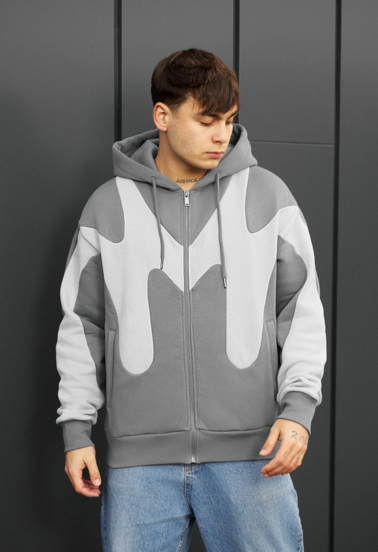 Толстовка чоловіча Staff fa gray & light gray zip oversize fleece