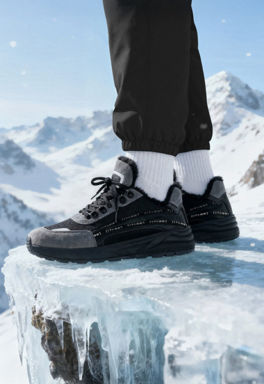 Зимові кросівки чоловічі Staff black & gray reflective (хутро